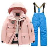 兒童加絨滑雪服+吊帶背心褲