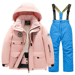 兒童加絨滑雪服+吊帶背心褲